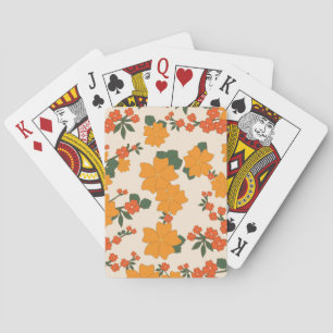 Oranje bloemen, flessenpatroon, patroon van bloeme pokerkaarten