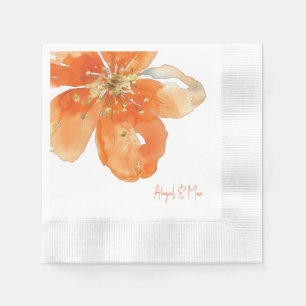 Oranje Bloemen Gepersonaliseerde Trouwcocktail Servet