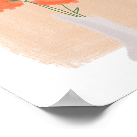 Oranje bloemen in Vase Hand Drawn Art Poster (Hoek)