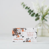 Oranje bloemen Kind Visitekaartje (Staand voorkant)