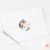 Oranje bloemen kippen Grunge Ink Blots Kind Ronde Sticker (Envelop)
