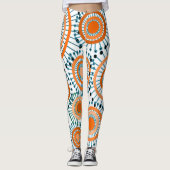 Oranje bloemen leggings (Voorkant)