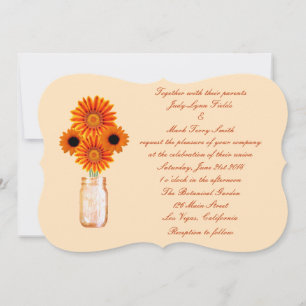 Oranje bloemen Mason Jar Wedding Kaart