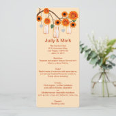 Oranje bloemen Mason Jars Menu Kaart (Staand voorkant)