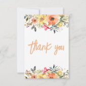 Oranje Bloemen Meisje Baby shower Dank u Flat Kaar Bedankkaart (Voorkant)