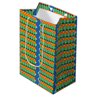 Oranje bloemen - Middelgrote Gift Bag Medium Cadeauzakje
