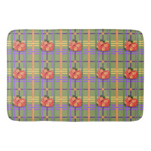 Oranje bloemen op Moss Green Plaid Bath Mat
