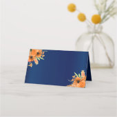 Oranje bloemen op Navy Blue (Achterkant)