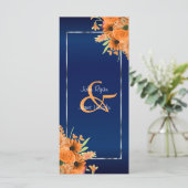  Oranje bloemen op Navy Blue Programma (Staand voorkant)