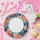 Oranje bloemen papieren bordje (Feest)