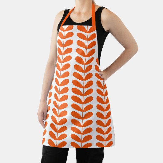 Oranje bloemen Retro Mid-Century Modern Schort (Insitu)
