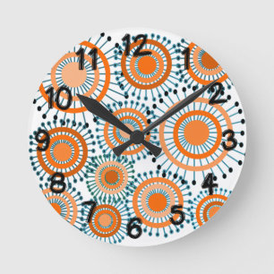 Oranje bloemen ronde klok
