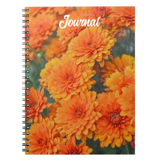 Oranje Bloemen Tuin Mum Journal Spiral Notitieboek (Voorkant)