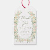 Oranje bloemenboho chique rustieke bruiloft dank u cadeaulabel (Voorkant)