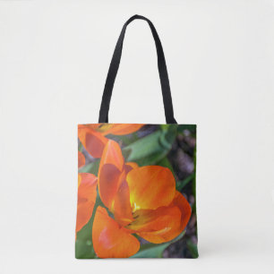 Oranje bloemenCanvas tas