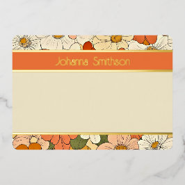 Oranje Bloemengroef Horizontale Folie Stationery Uitnodiging