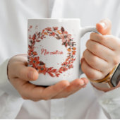 Oranje Bloemenkrans Aangepaste naam Extra Grote Beker