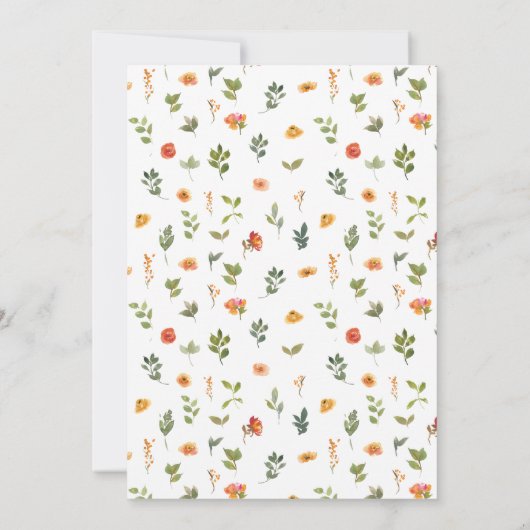 Oranje bloemenkrans Bruidsdouche Uitnodiging (Achterkant)