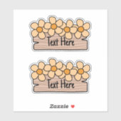 Oranje bloemenlabel sticker (Vel)