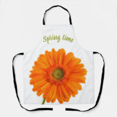 Oranje bloemenlente keukenfoto met tekst schort (Voorkant)