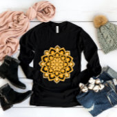 Oranje bloemenmandala t-shirt