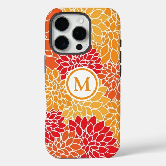 Oranje bloemenmonogram Case-Mate iPhone case (Achterkant)