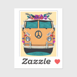 Oranje bloemenretro Hippie van kunst Sticker