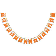 Oranje bloementekst graduatie party bunting FLAG