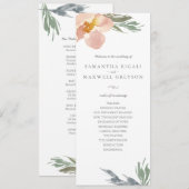 Oranje Bloemige Thee Lengte Trouwprogramma Kaart (Voorkant / Achterkant)