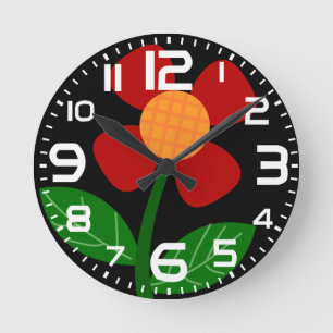 Oranje bloemklokjes voor vun en stijlvol ronde klok