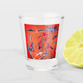 Oranje bloemmotief shot glas