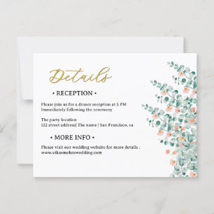 Oranje Bloesem Bloemen Trouwdetails Briefkaart