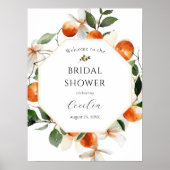 Oranje Bloesem Bruids Borrel Welkomst Sign Poster (Voorkant)