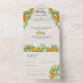 Oranje bloesem Citrus bruiloft en RSVP All In One Uitnodiging (Binnen)