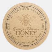 Oranje bloesem Editable Kraft Honey Jar Bee Label (Voorkant)
