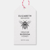 Oranje bloesem honinglabel met honingbij cadeaulabel (Voorkant)