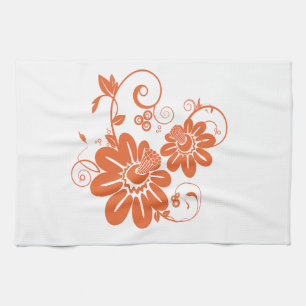 Oranje bloesem theedoek