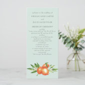 Oranje bloesems Citrus Botanical Wedding Programma (Staand voorkant)