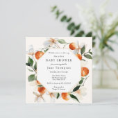 Oranje bloesems en clementines Baby shower Kaart (Staand voorkant)
