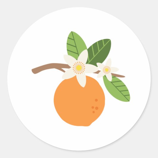 Oranje bloesems ronde sticker (Voorkant)
