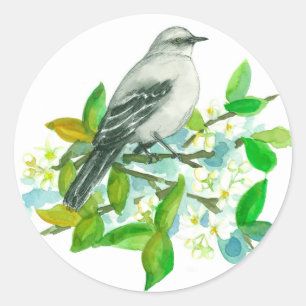 Oranje Blossom Tree Florida Mockingbird Ronde Sticker