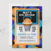 Oranje Blue Basketball Paint Splatter Uitnodiginge (Voorkant)