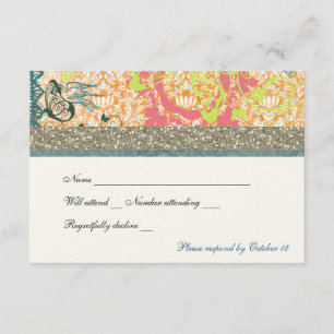 Oranje Blue Boho Chic Gypsy rsvp Kaartje