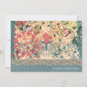 Oranje Blue Boho Chic Gypsy Wedding Invitations Kaart (Achterkant)