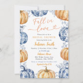 Oranje Blue Chinoiserie Pumpkin Vrijgezellenfeest Kaart (Voorkant)