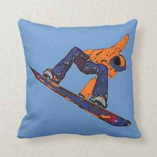 Oranje Blue Rush snowboarder kunstzinnig kussen