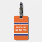 Oranje Blue Sports Jersey met naam en nummer Bagagelabel (Achterkant verticaal)