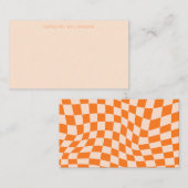 Oranje Blush Abstract Checkerboard Aangepaste naam Notitiekaartje (Voorkant / Achterkant)