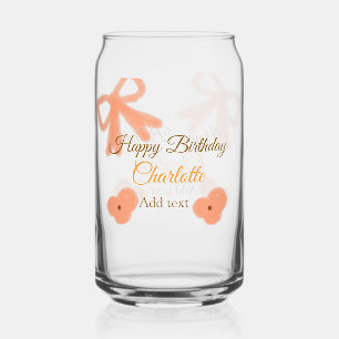 Oranje boeg bloem pastel waterverf verjaardagsnaam blikvorm glas