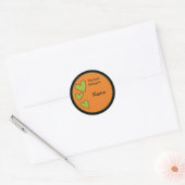 Oranje boekenplaat met groene harten ronde sticker (Envelop)